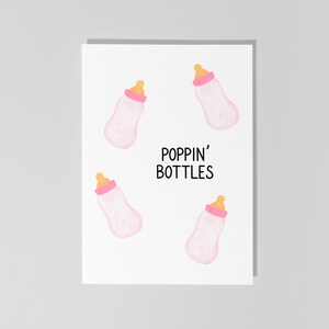 Carte baby shower, carte nouveau bébé, carte biberons