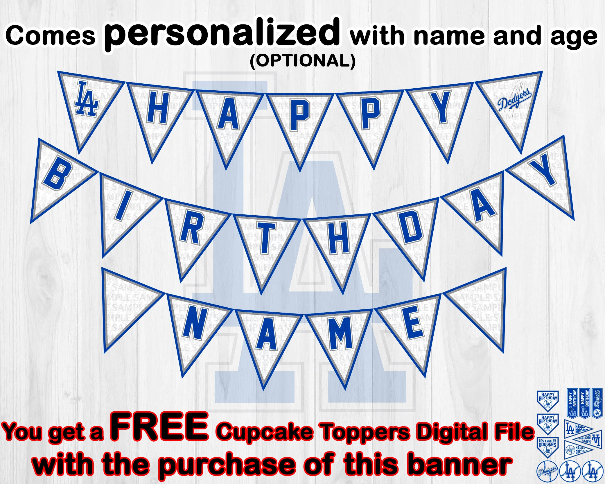 Personalized Dodger Themed Birthday Banner Flag ready for you | Etsy