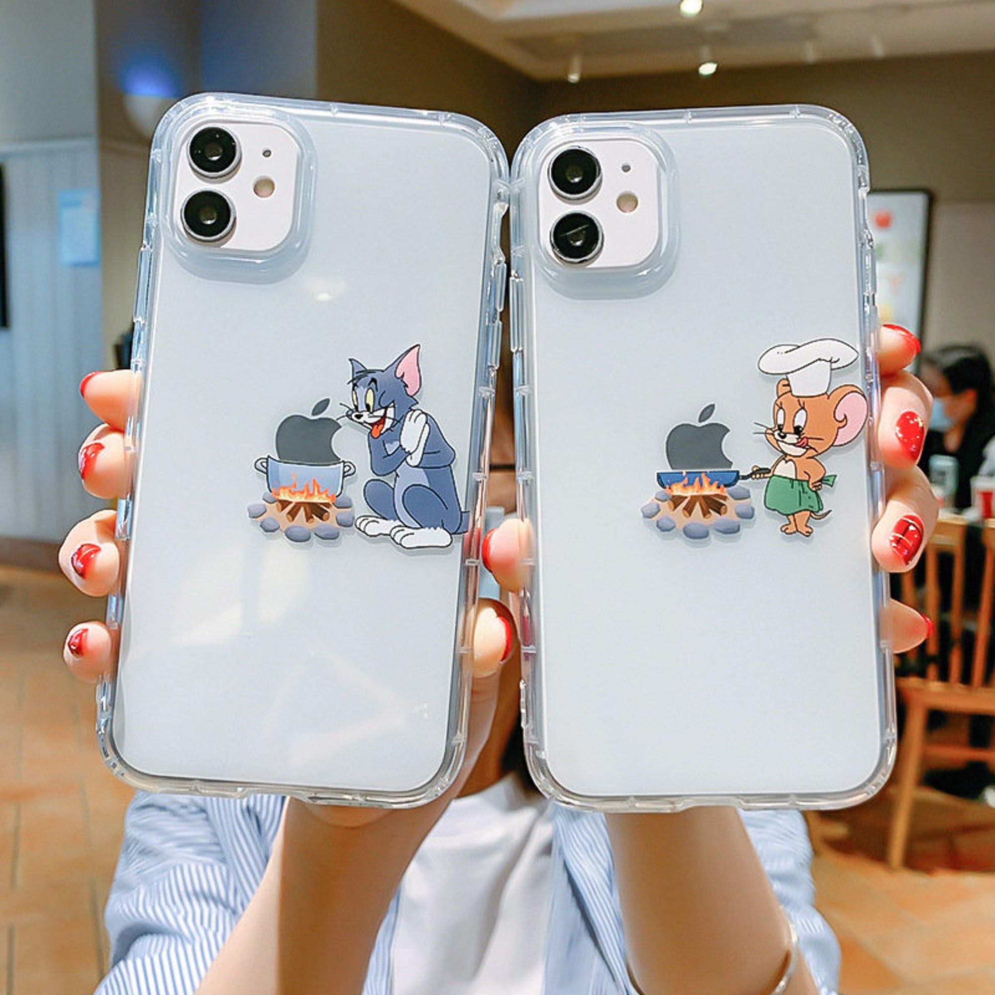 Discover Cartoon Tom And Jerry Clear iphone  11 12 13 mini pro max 7 8 SE plus x xs xr xsm Phone case