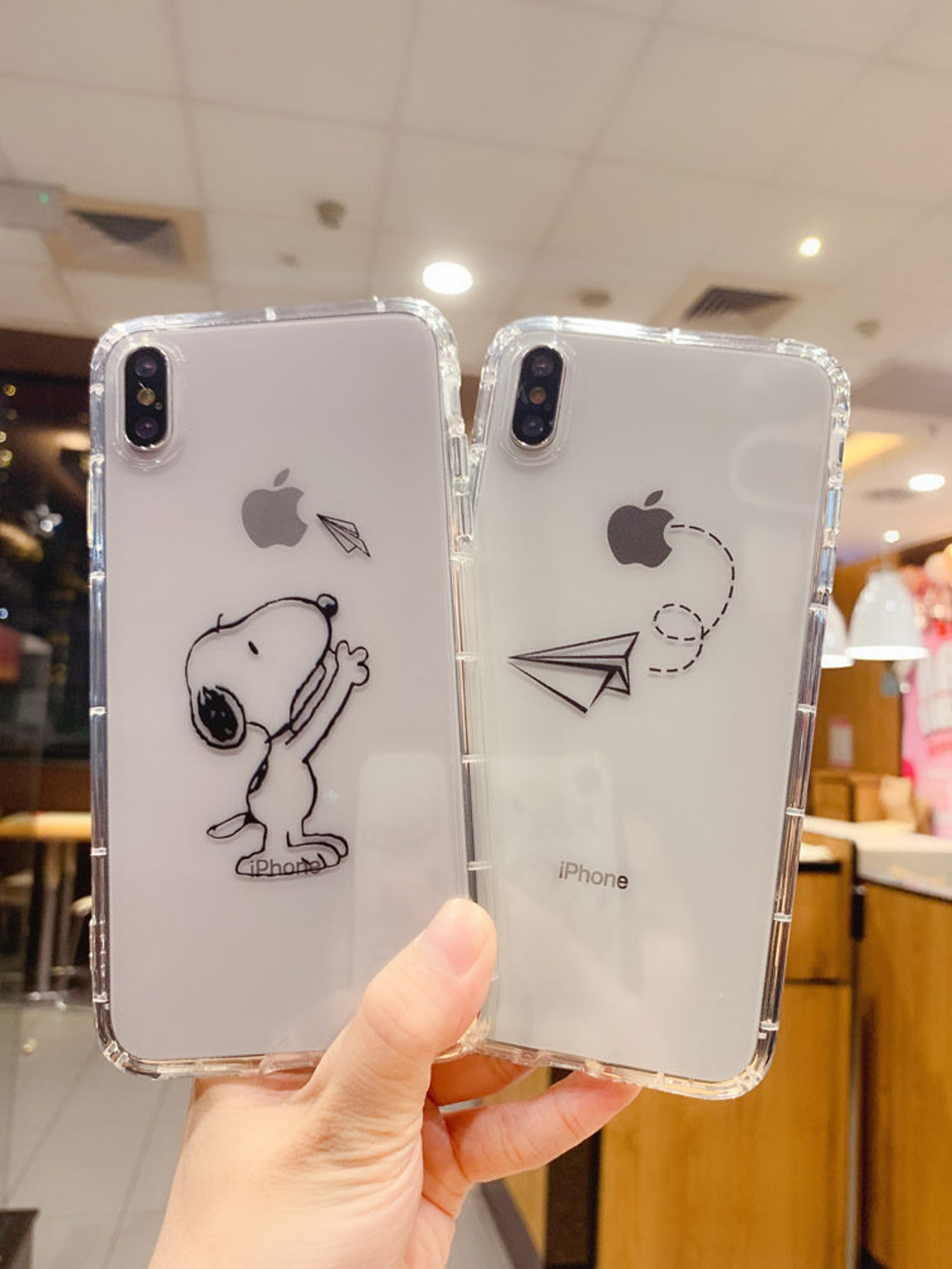 Cute Snoopy Paper Plane Clear Apple Phone Case For iPhone 11 12 13 mini pro max