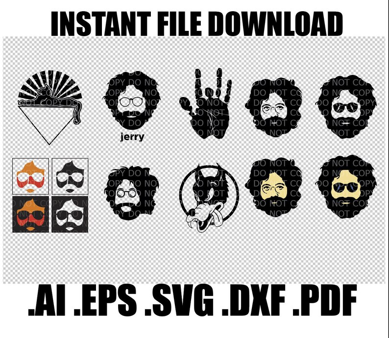 Download Jerry Garcia JGB Grateful Dead Image Pack Clip Art Svg Dxf ...
