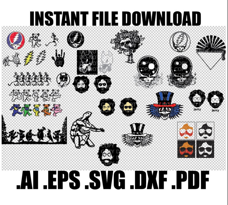 Download Grateful Dead Image File Pack EXTENDED Clip Art Svg Dxf | Etsy