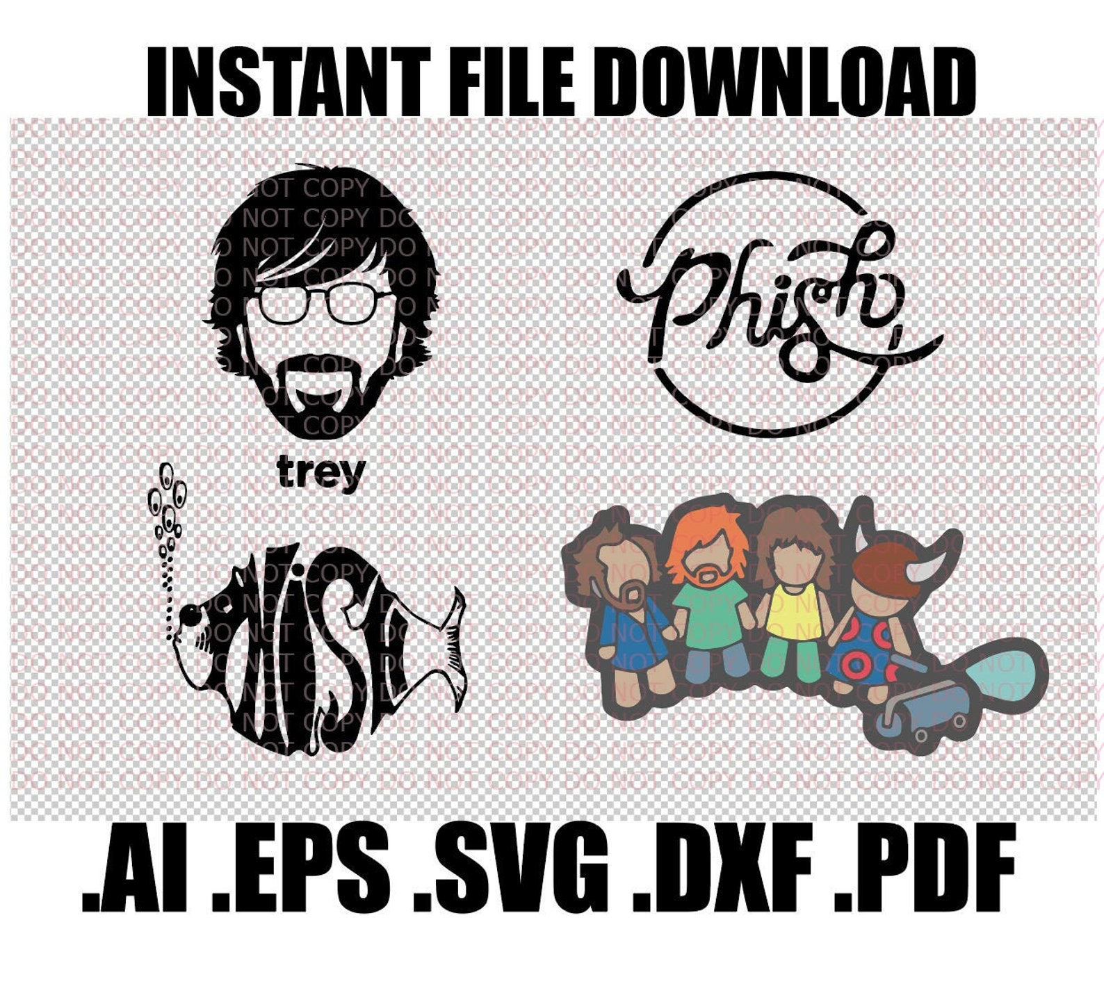 Phish Vector Pack Clip Art Svg Dxf Eps Pdf Ai Image Files Etsy