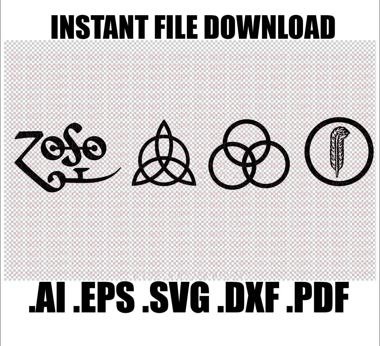Led Zeppelin ZoSo Symbols Clip Art Svg Dxf Eps Pdf Ai Etsy