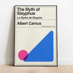 The Myth of Sisyphus | Albert Camus | Retro Vintage Book Art Print | Literary Gifts for Book Lovers | Minimal Book Poster