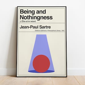 Being and Nothingness | Jean Paul Sartre | Retro Vintage Philosophy Book Art Print | Literary Gifts for Book Lovers | Minimal Poster