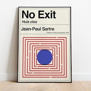 No Exit | Jean Paul Sartre | Philosophy Retro Vintage Existentialism Book Art Print | Literary Gifts for Book Lovers | Minimal Book Poster