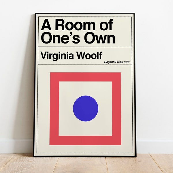 A Room of One's Own | Virginia Woolf | Philosophy Feminism Gift Book Print | Literary Gifts for Book Lovers | Minimal Book Poster