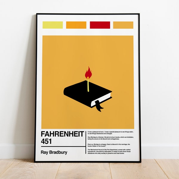 Fahrenheit 451 | Ray Bradbury | Book Art Print | Literary Gifts for Book Lovers
