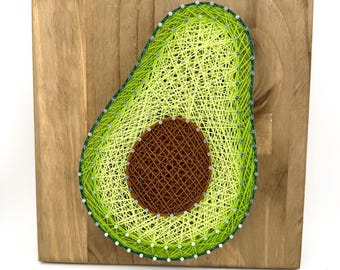 Avocado String Art Kit or Finished Decor, Beginner DIY Craft, Kitchen Wall Art