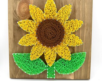 Sunflower String Art Kit or Finished Piece, Rustic Floral Wall Decor, DIY Craft Project