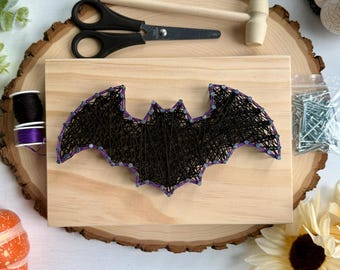 Bat String Art Complete Kit, Halloween DIY Craft Kit for Adults, Pre-Drilled String Art, Gothic Halloween Decor, Spooky Craft Kit