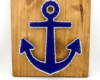 Nautical Anchor String Art | Coastal Beach House Decor (DIY Kit or Finished)