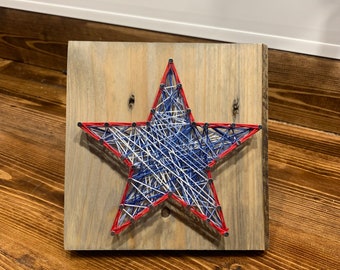 Reclaimed Wood Star String Art – Rustic Americana Wall Decor