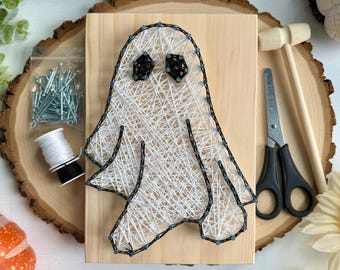 Ghost String Art Complete Kit, Halloween DIY Craft Kit for Adults, Pre-Drilled String Art Kit, Cute Ghost Decor, Spooky Season Craft