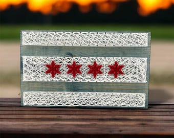 Chicago Flag String Art - made to order.