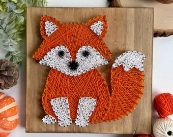 Woodland Fox String Art – 10" Handmade Rustic Animal Décor