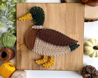 Woodland Mallard Duck String Art – 10" Handmade Rustic Nature Décor