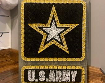 U.S. Army Home Office Decor. Patriotic Unique Army Artwork. Handmade String Art Army Logo.