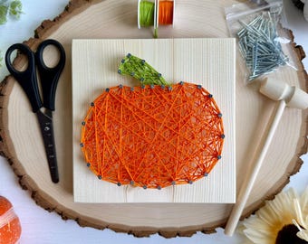 Pumpkin String Art Kit for Kids, Fall Craft Kit Ages 8+, Pre-Drilled Halloween DIY Kit, Beginner Kids Craft, Autumn String Art