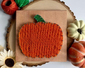 Small Pumpkin String Art – 7.25" Handmade Fall Wood Décor