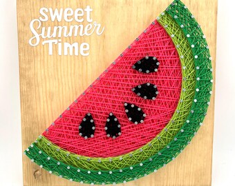 Watermelon String Art – Handmade Summer Wall Décor – “Sweet Summer Time” Sign