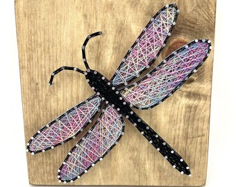 DIY String Art Kit - Dragonfly Design | Rainbow Option | Custom Colors | Large Craft Kit