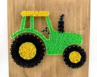 Tractor String Art Kit or Finished Farmhouse Decor, Rustic Wall Art, DIY Craft Project
