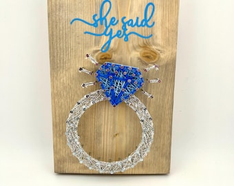 She Said Yes Engagement Gift – String Art Ring on Wood