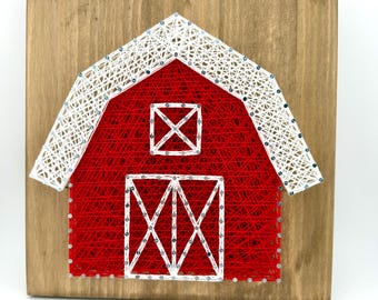 Barn String Art Kit or Finished Decor, Rustic Farmhouse Wall Piece