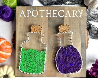 Light-Up Apothecary Potion Bottle String Art – 10" Handmade Halloween Décor