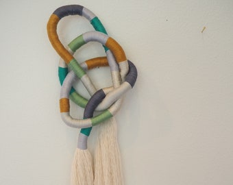 CUSTOM COLORS Medium [5.5’] Wrapped Knotted Wall Hanging • Fiber Art