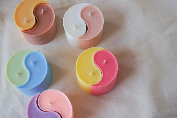 Yin Yang Candle, Decorative Candles, Aesthetic Home Decor, Pastel Colors, Soy Wax Candle, Rainbow colors, bright colored candles, Wax Melt