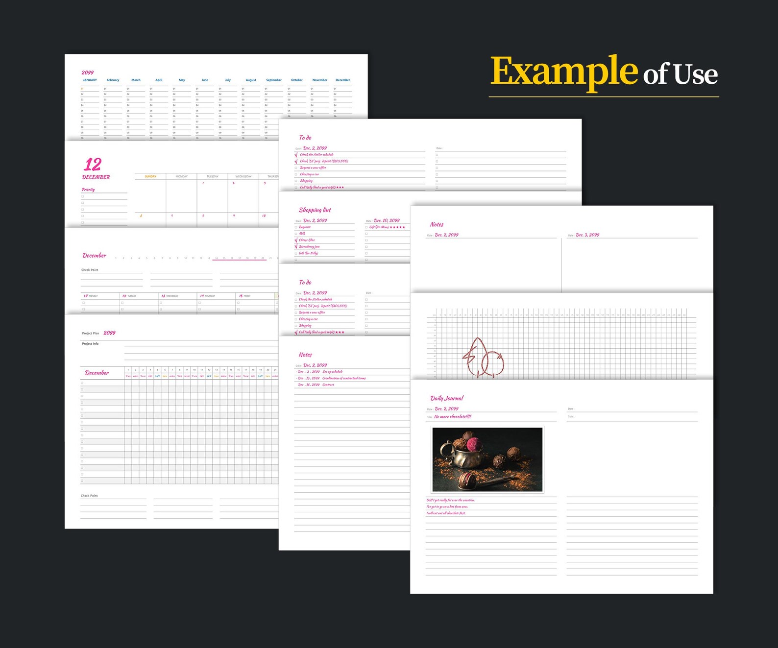 Weekly 2024 Dated &amp; Blank Undated, Calendar, Free Note Printable ...