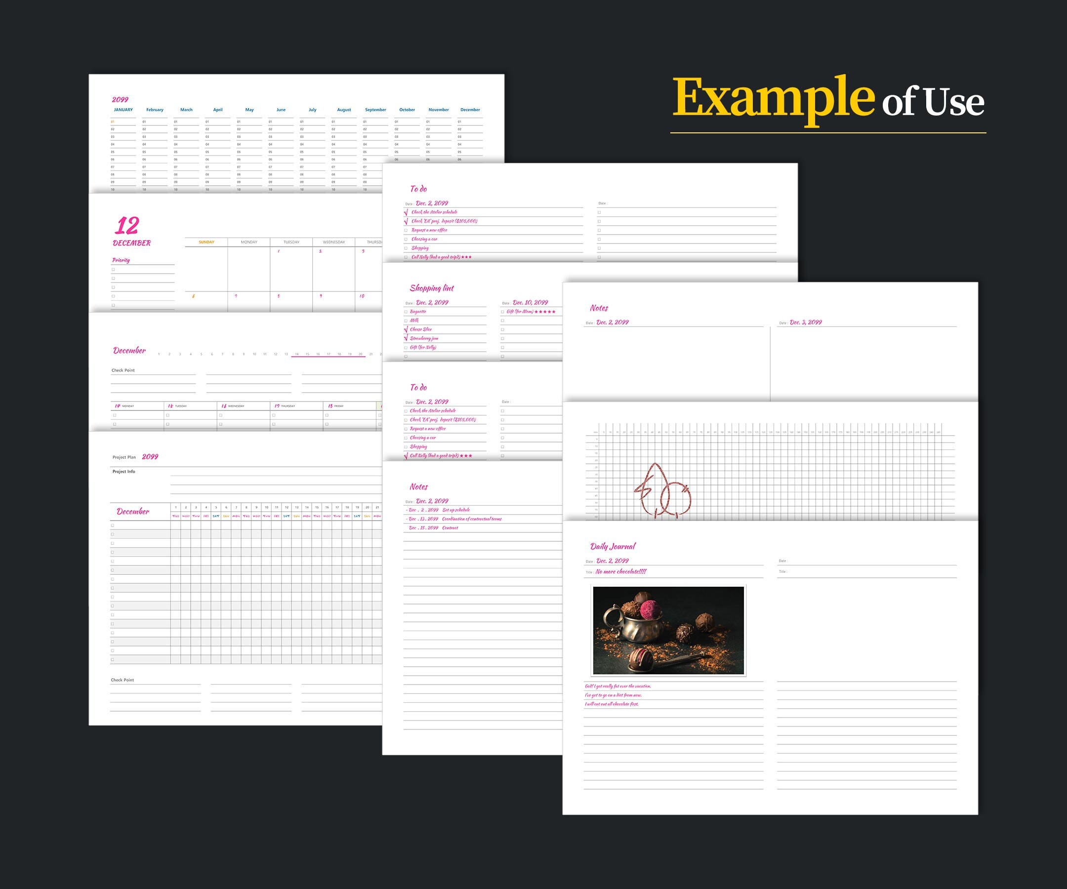Weekly 2024 Dated &amp; Blank Undated, Calendar, Free Note Printable ...