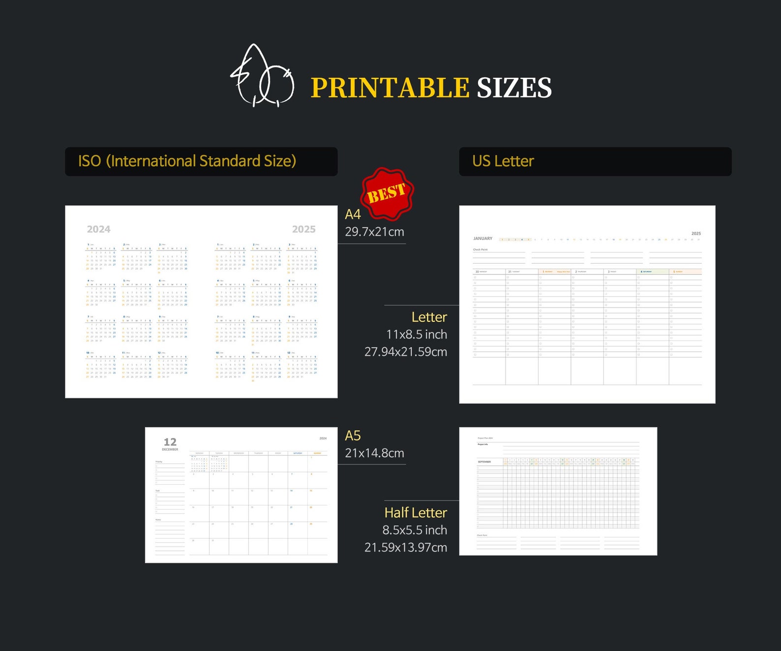Weekly 2024 Dated & Blank Undated, Calendar, Free Note Printable ...