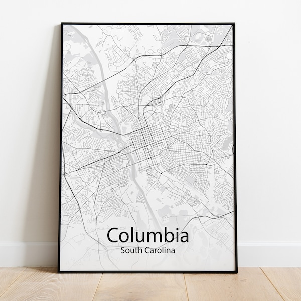 Columbia South Carolina Minimalist Map Print - Minimalist Map of Columbia South Carolina Poster - Wall Art Gift - Digital Download