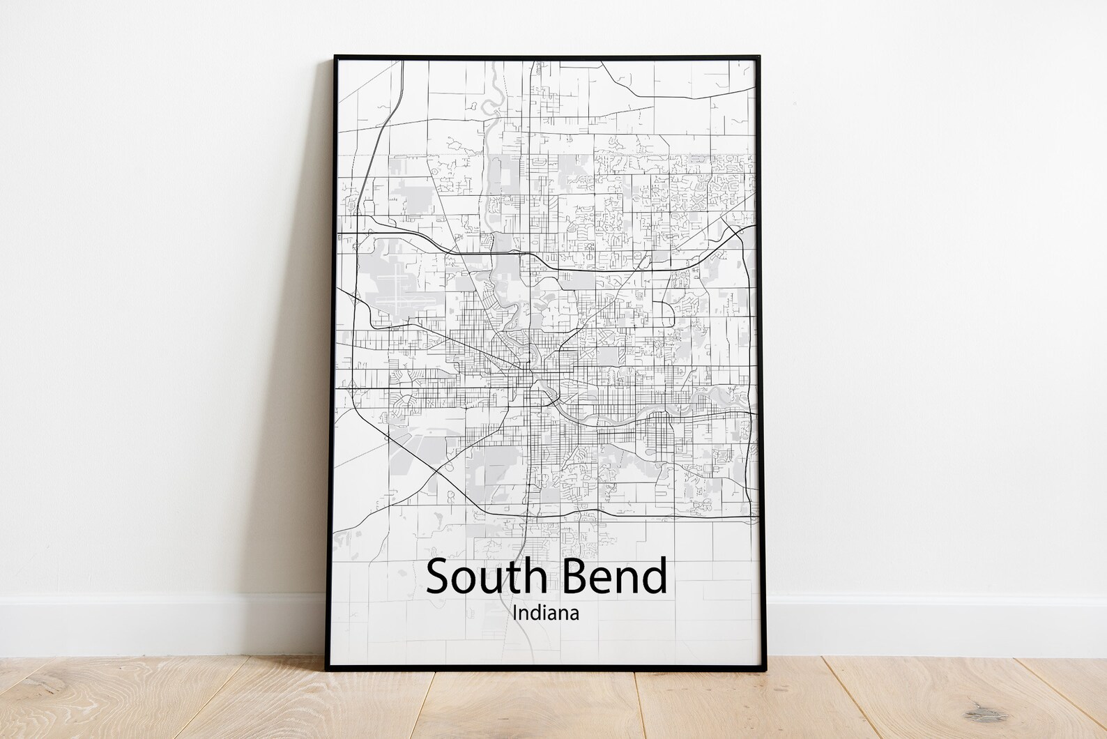 South Bend Indiana Minimalist Map Print - Minimalist Map of South Bend ...
