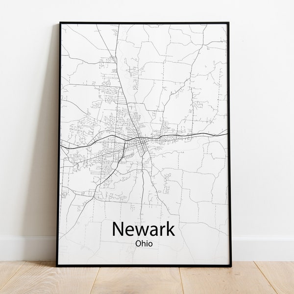 Newark Ohio Minimalist Map Print - Minimalist Map of Newark Ohio Poster - Wall Art Gift - Digital Download