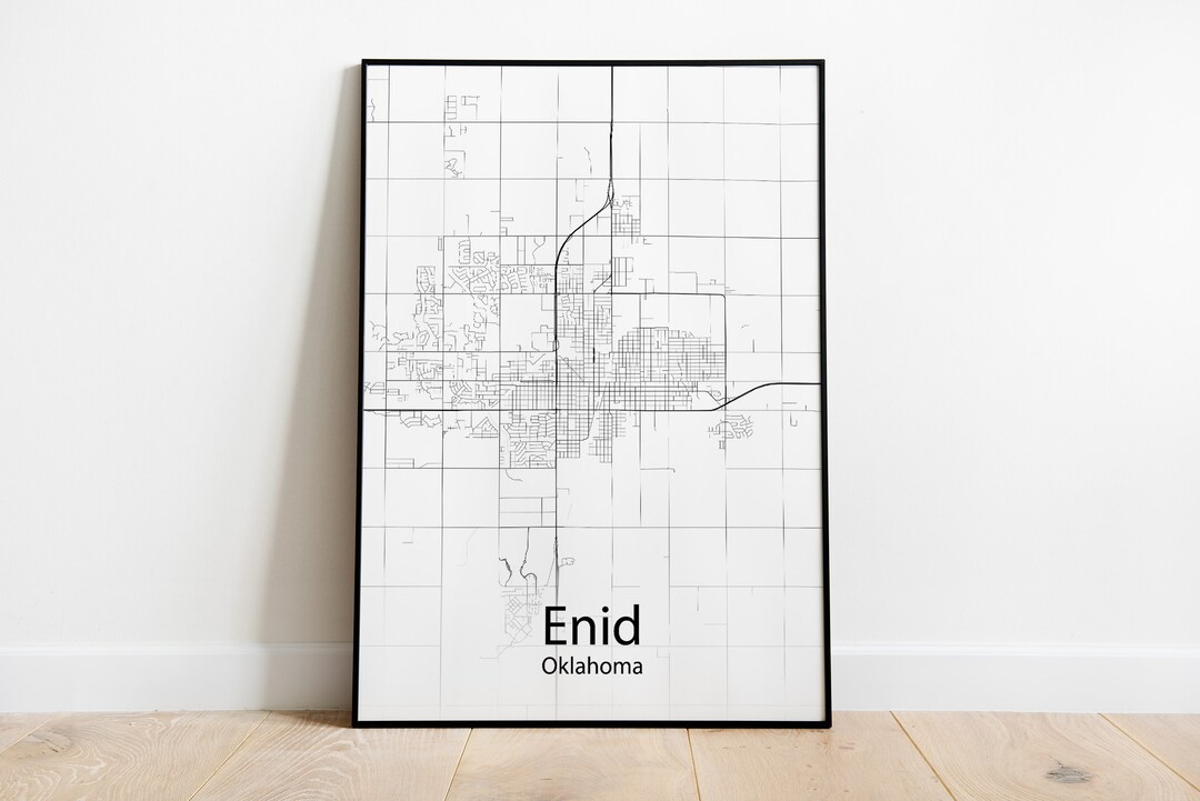 Enid Oklahoma Minimalist Map Print Minimalist Map of Enid Oklahoma ...