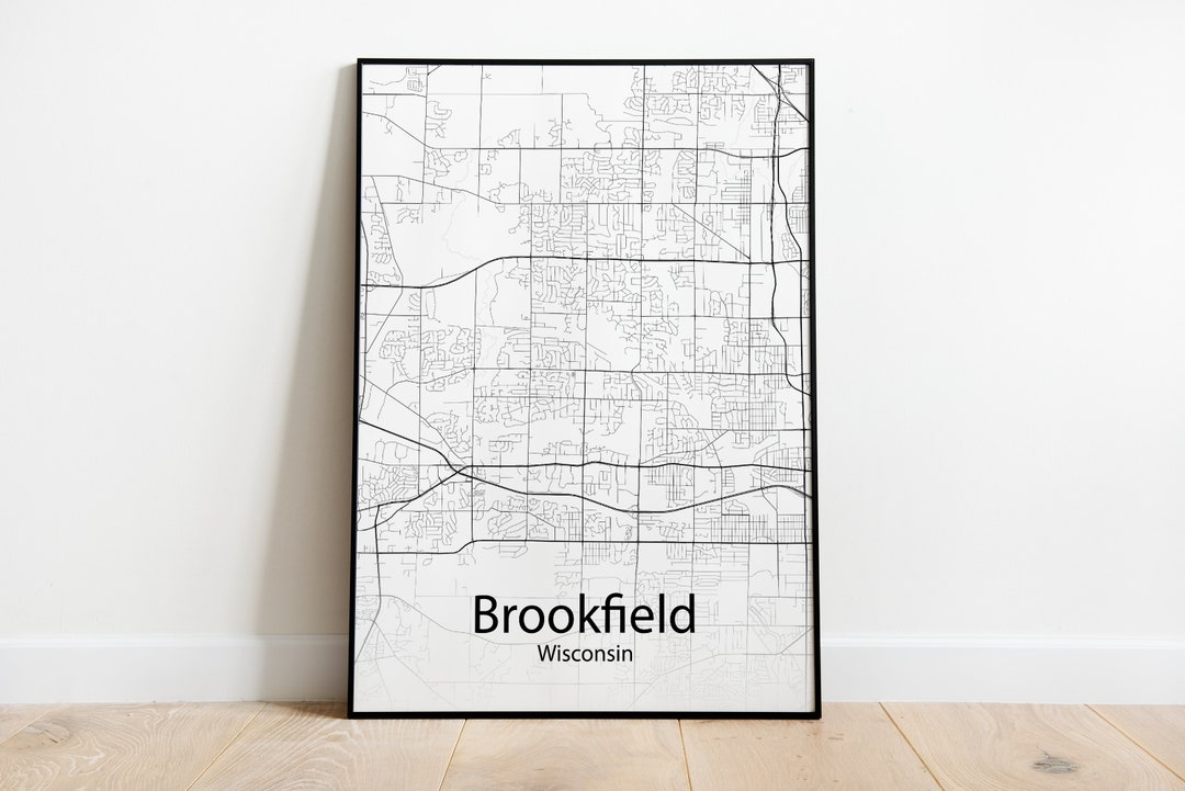 Brookfield Wisconsin Minimalist Map Print Minimalist Map of Brookfield
