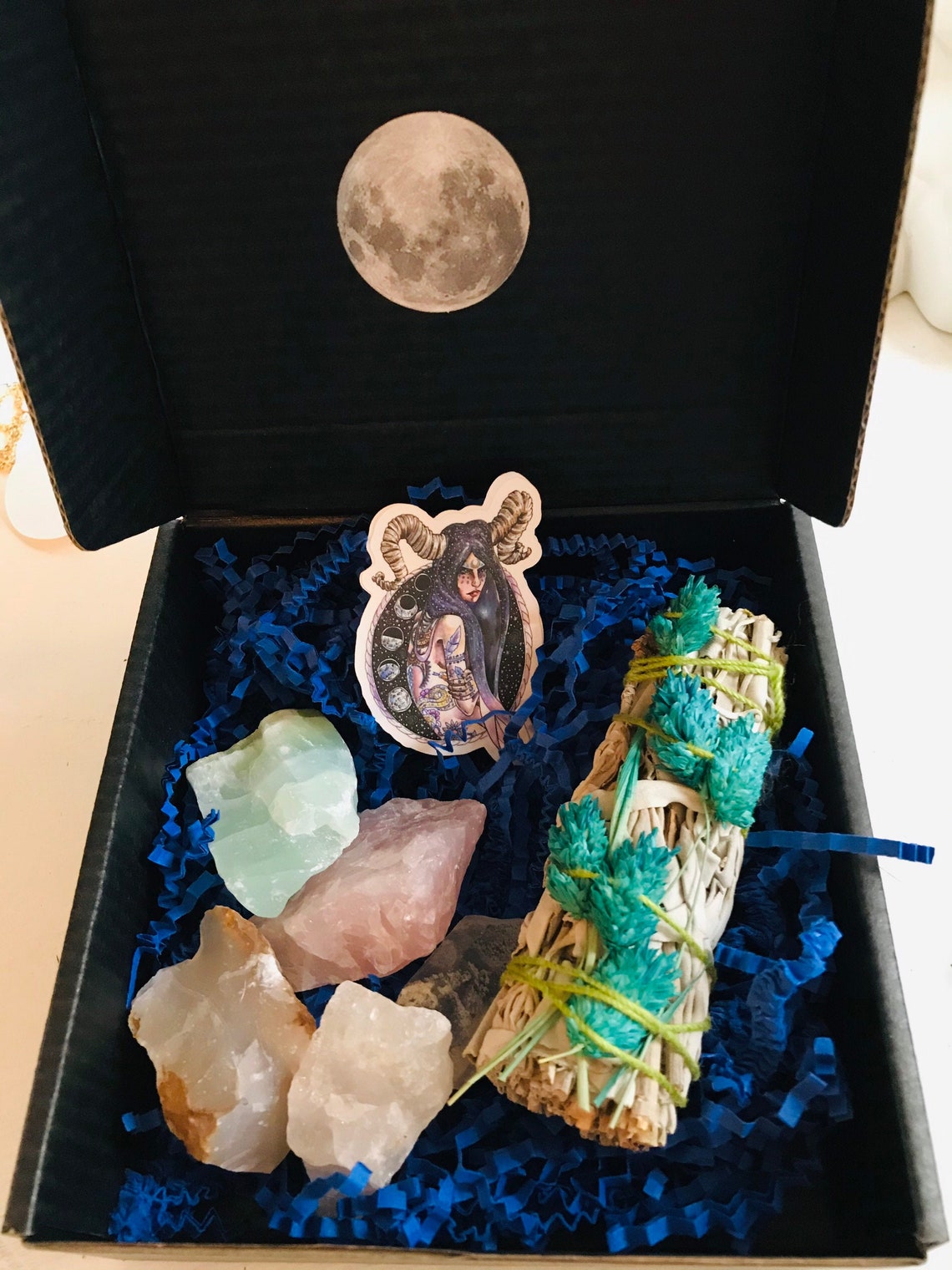 5 Large Raw Crystals and White Sage Bundle Kit Home Energy Etsy