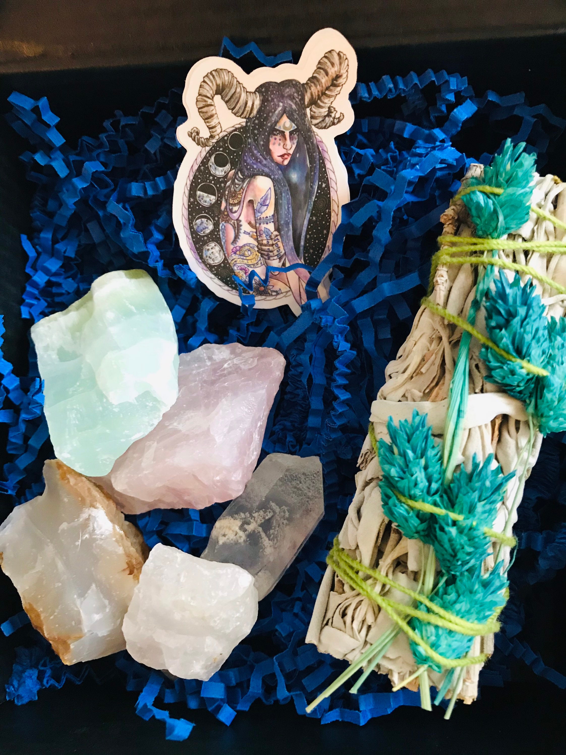 5 Large Raw Crystals and White Sage Bundle Kit Home Energy Etsy