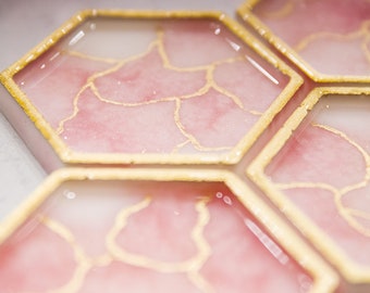 Hexagon Marbled Resin Coasters