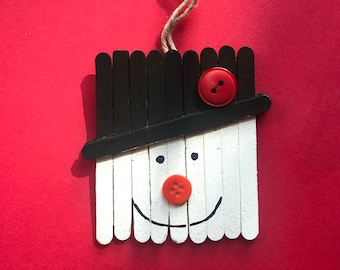 Craft sticks ornaments, Snowman ornament kit, snowflake ornament kit, rein deer ornament kit, Christmas tree kit, DIY Christmas ornaments