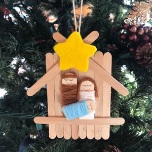 キリスト降誕の飾り工芸、キリスト降誕のシーンの飾り工芸キット、DIY キリスト降誕のシーンの工芸、クラフトスティックのキリスト降誕のシーンの飾り。