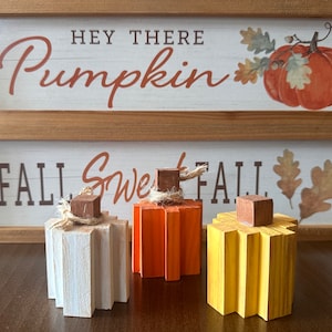 Wooden pumpkin DIY craft kit for fall and thanksgiving.