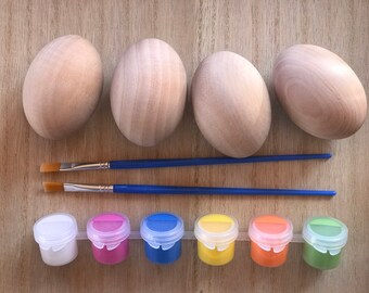Kit de pintura de huevos de Pascua de madera DIY, pintura acrílica
