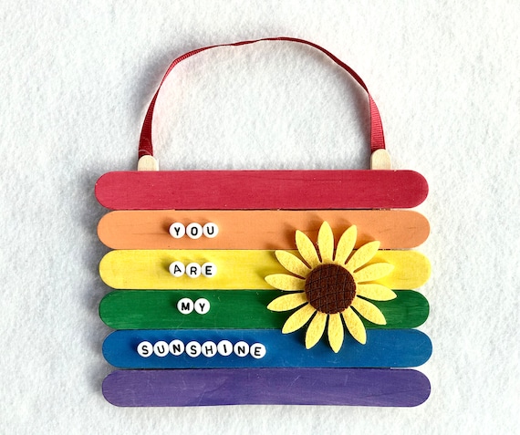 Kids Craft Kit, Rainbow Craft Sticks, Felt Sunflower Sign