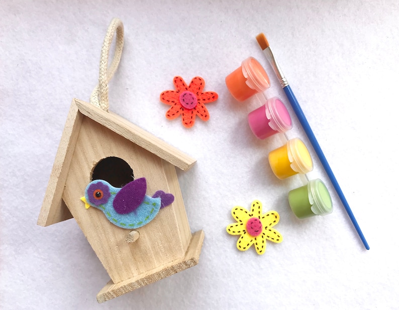 Kids Craft Kit, Bird House Painting Kit, Paint Kit for Kids, Mothers